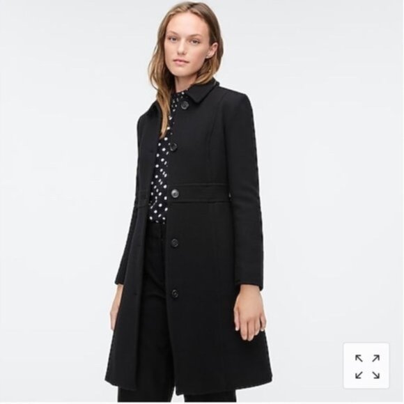 J Crew Lady Day Coat black wool size 0p - over 70% OFF! - Picture 1 of 10